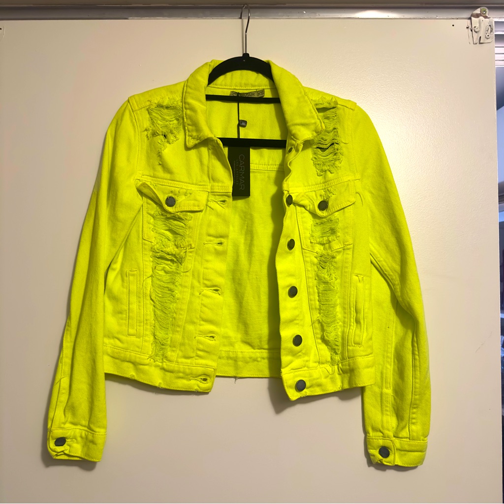 Carmar Vibrant Yellow Denim Jacket Lf Size Xs New Rare